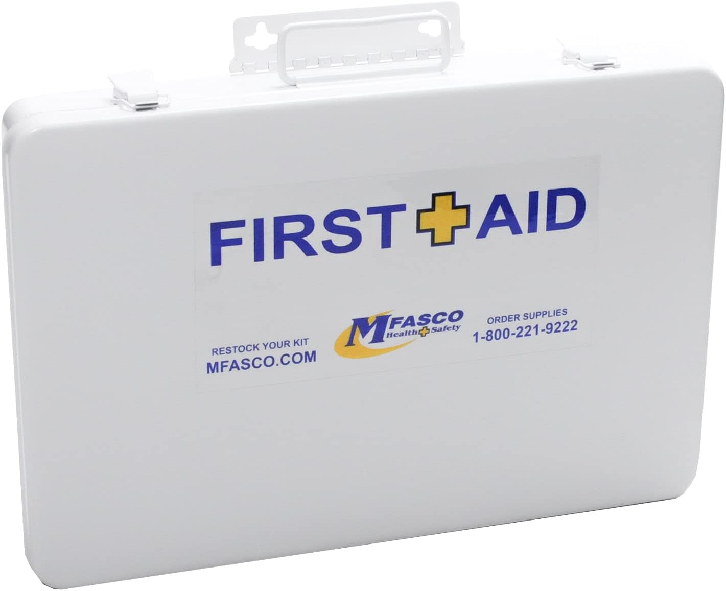 MFASCO Swimming Pool First Aid Kit - Waterproof Metal Box with Bloodborne Clean Up Supplies - Meets Michigan Pool Guidelines - Wall Mountable for Lifeguard Safety and Rescue - 14 x 10 x 2.5 inches