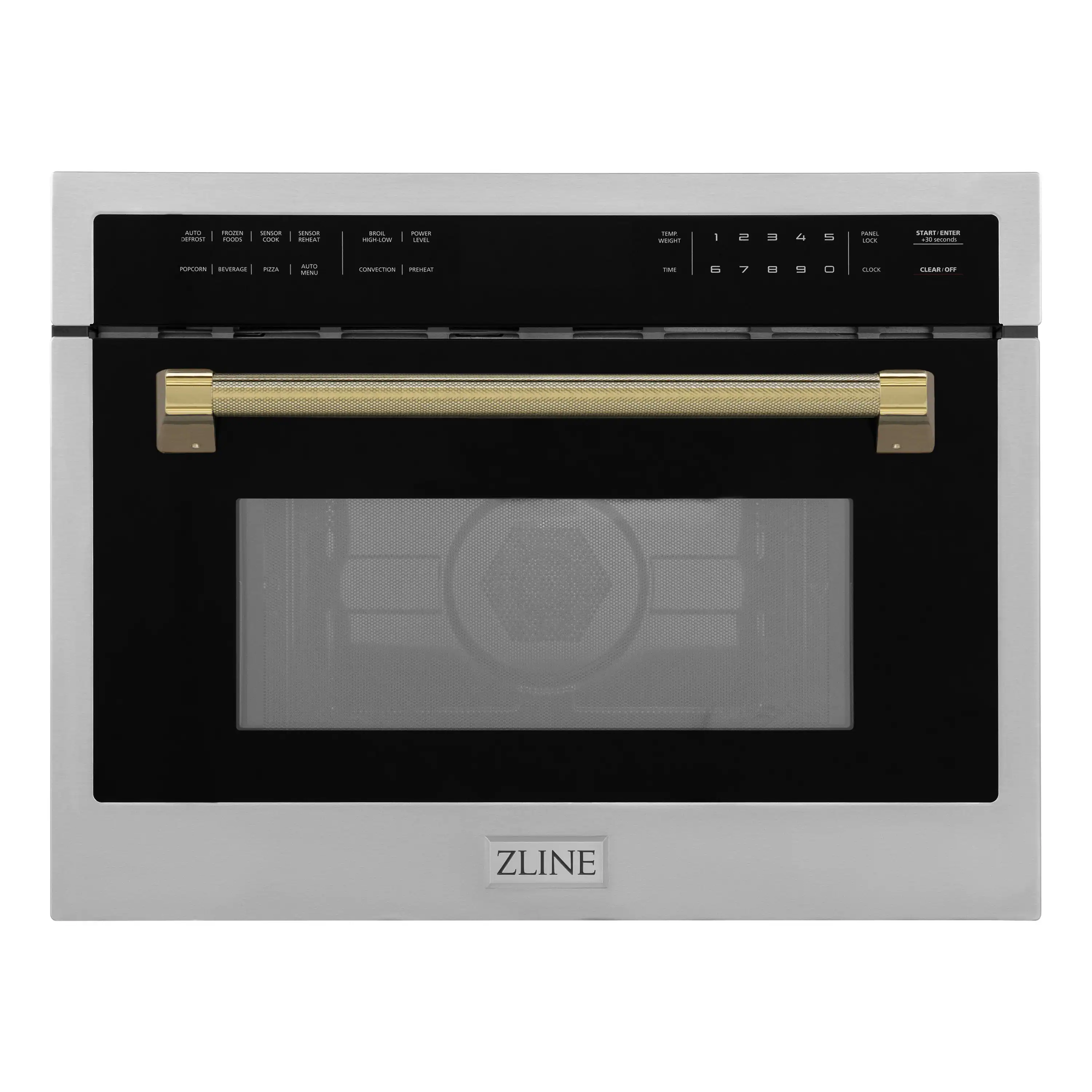 ZLINE Autograph 24-Inch Microwave Oven in Stainless Steel and Polished Gold Helix Handle (MWOZ-24-KG)