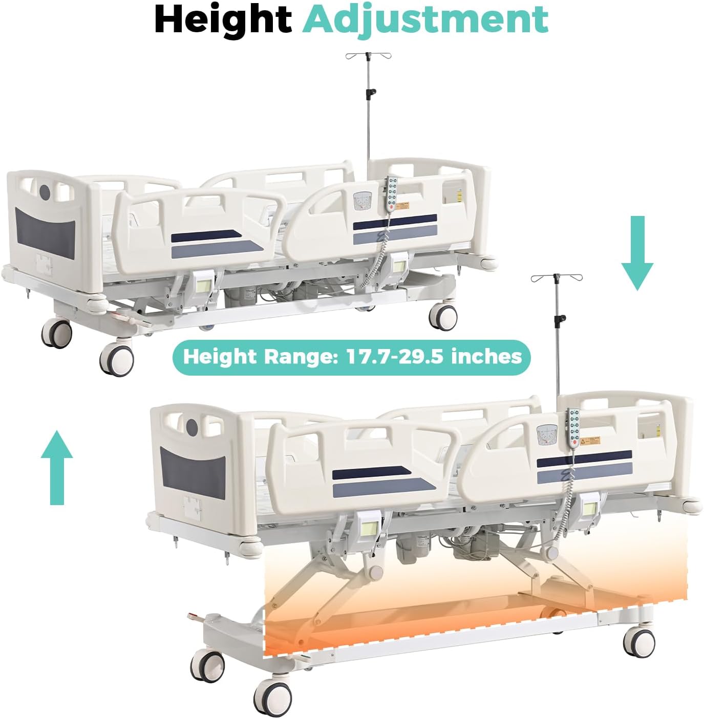 Premium 5 Function Full Electric ICU Hospital Bed with 4.7