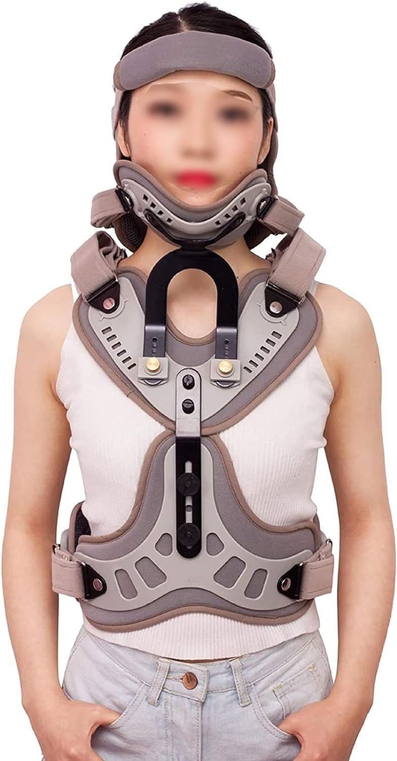 Head Neck Chest Orthotics Thoracic Full Back Brace Vertebra Rehabilitation Support Adjustable Cervical Thoracic Orthosis for Neck and Upper Back Injuries Relief