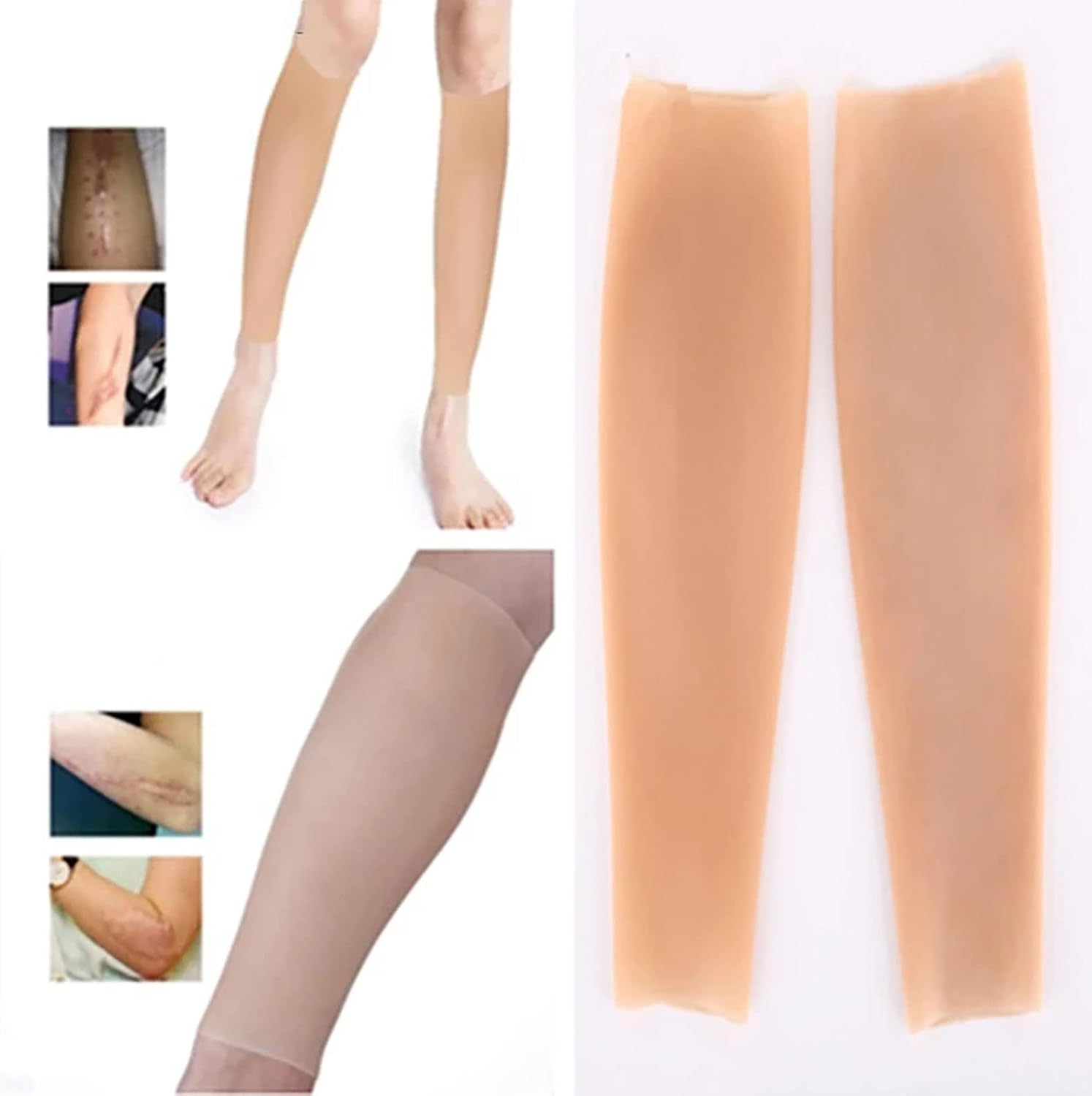1 Pair Silicone False Calf, Silicone Sleeve Realistic Fake Calf Leg for Calf Corrector Wearable Crooked Or Thin Legs Arms Scar Cover Sleeves-Skin||S