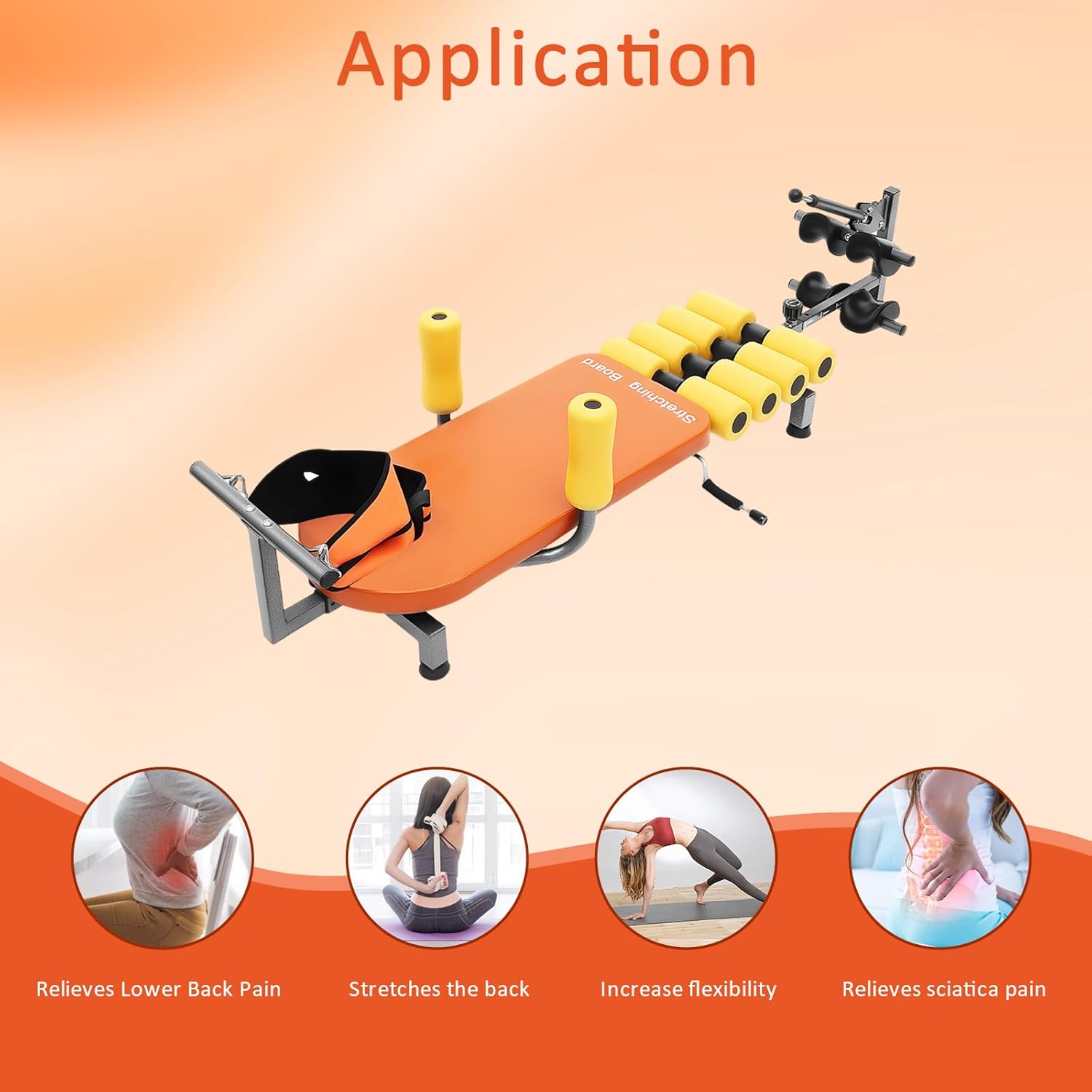 Inline Back Stretch Bench, Cervical Traction Full Body Stretching Device Lumbar Alleviate Table & Knee Decompression Stretcher Realign Vertebrae Straight Back Extension Bench for Tension Relief Home