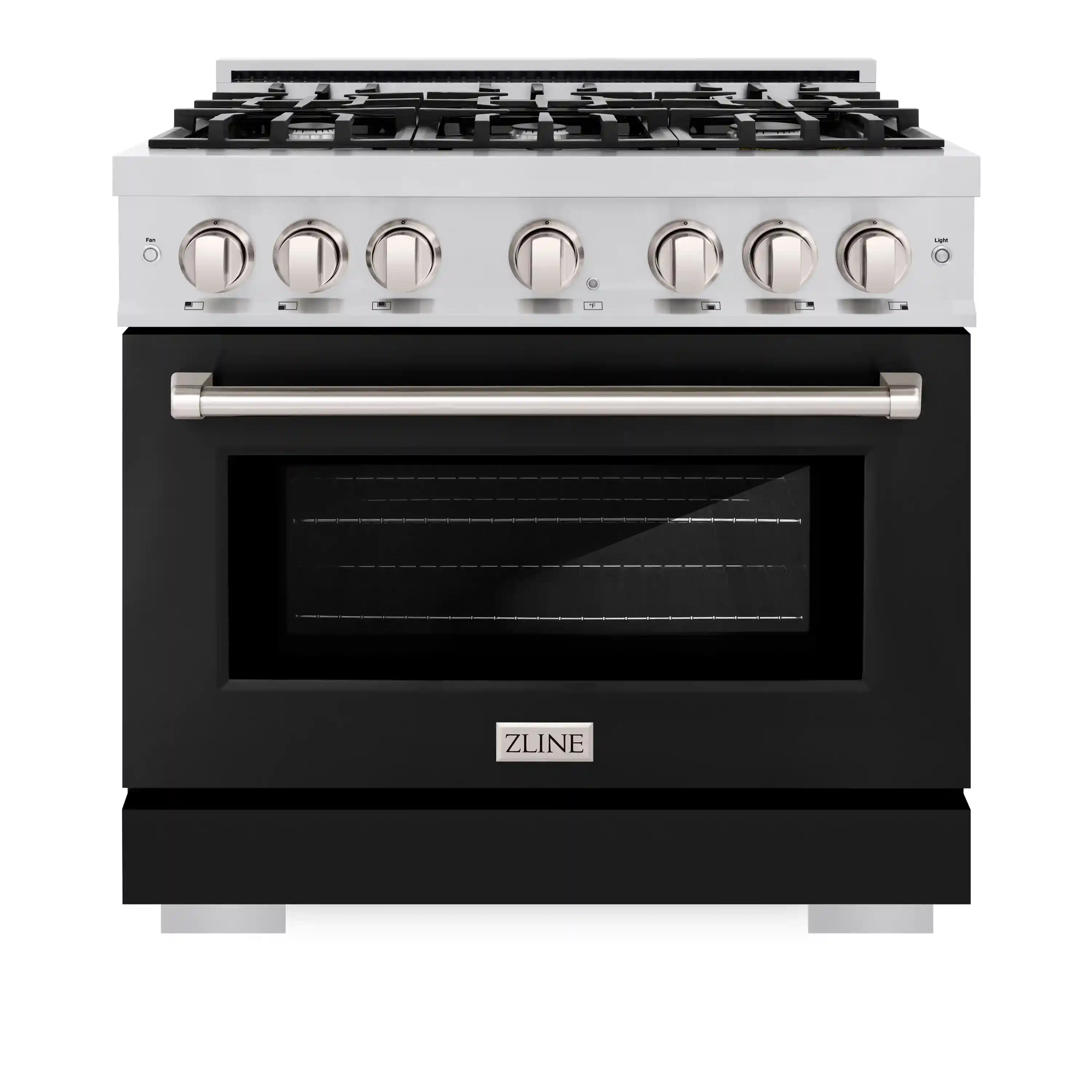 ZLINE 36-Inch Select Series Gas Range with 6 Gas Burner Cooktop and 5.2 Cu. Ft. Gas Convection Oven in Stainless Steel with Black Matte Door (HGR-BLM-36)