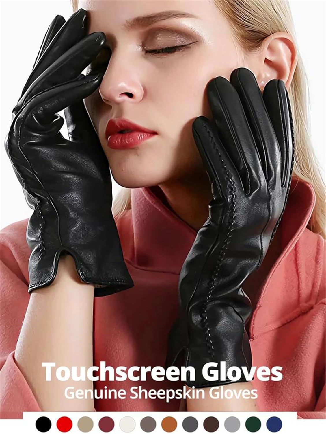 Women's Driving Gloves Classic Lightweight Design With Touchscreen Capability And A Decorative Threaded Detail