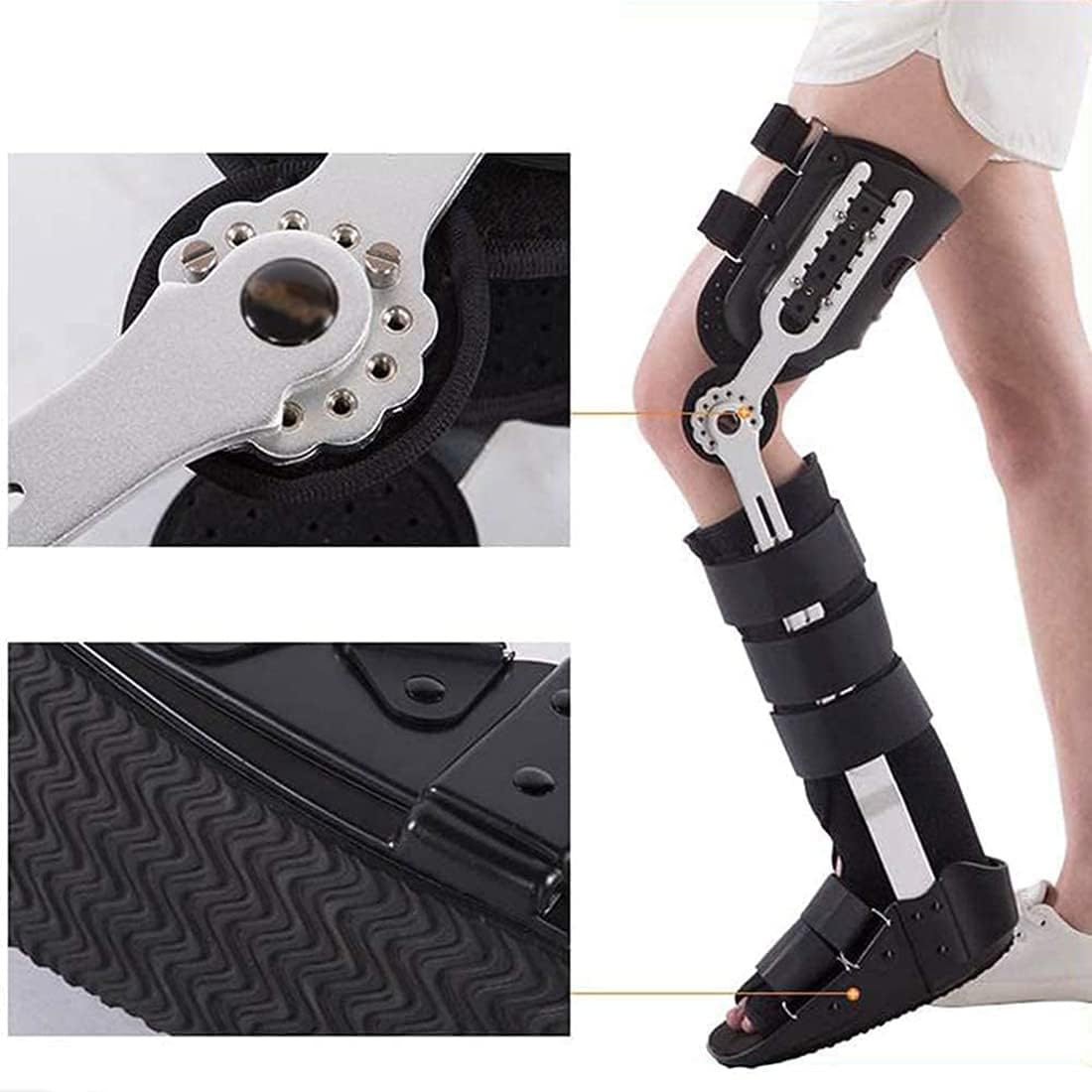 Knee Orthosis Immobilizer, Hinged Knee Brace, Adjustable Orthopedic Hinged Knee Brace, Abduction Orthosis, Hinged Knee Brace Support for Running & Recovery (Right-Large