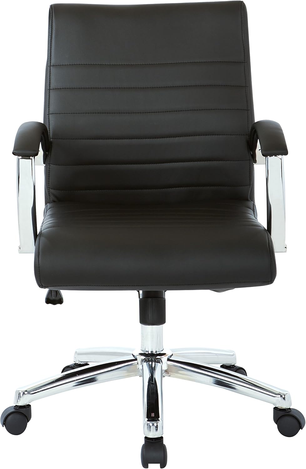 Office Star FL Series Executive Faux Leather Adjustable Office Chair with Built-in Lumbar Support, Low-Back, Black