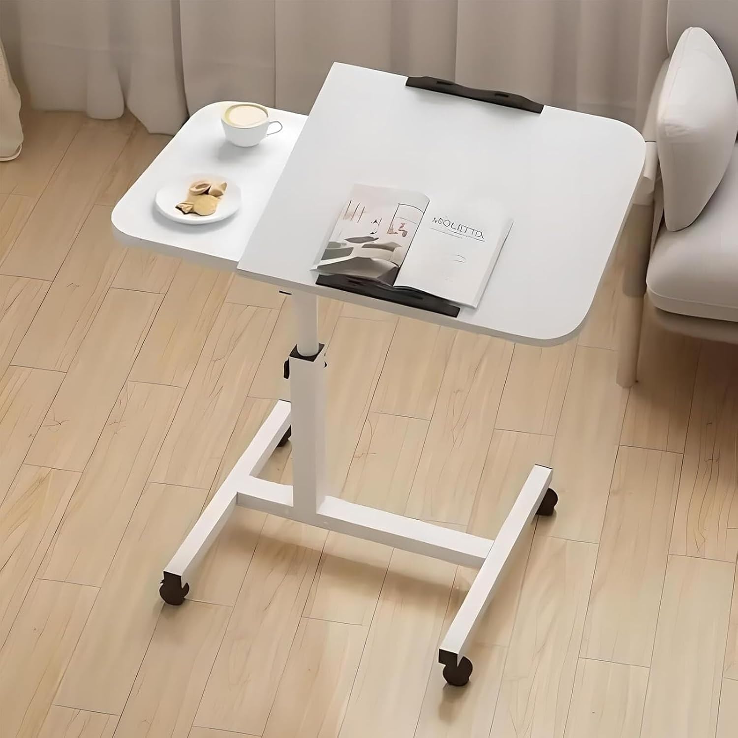 Adjustable Overbed Table Over Hospital Bed Tray with Wheels- overbed Table, overbed Laptop Table, Adjustable Table, Table, Bed Table, for Home Office Use or Medical