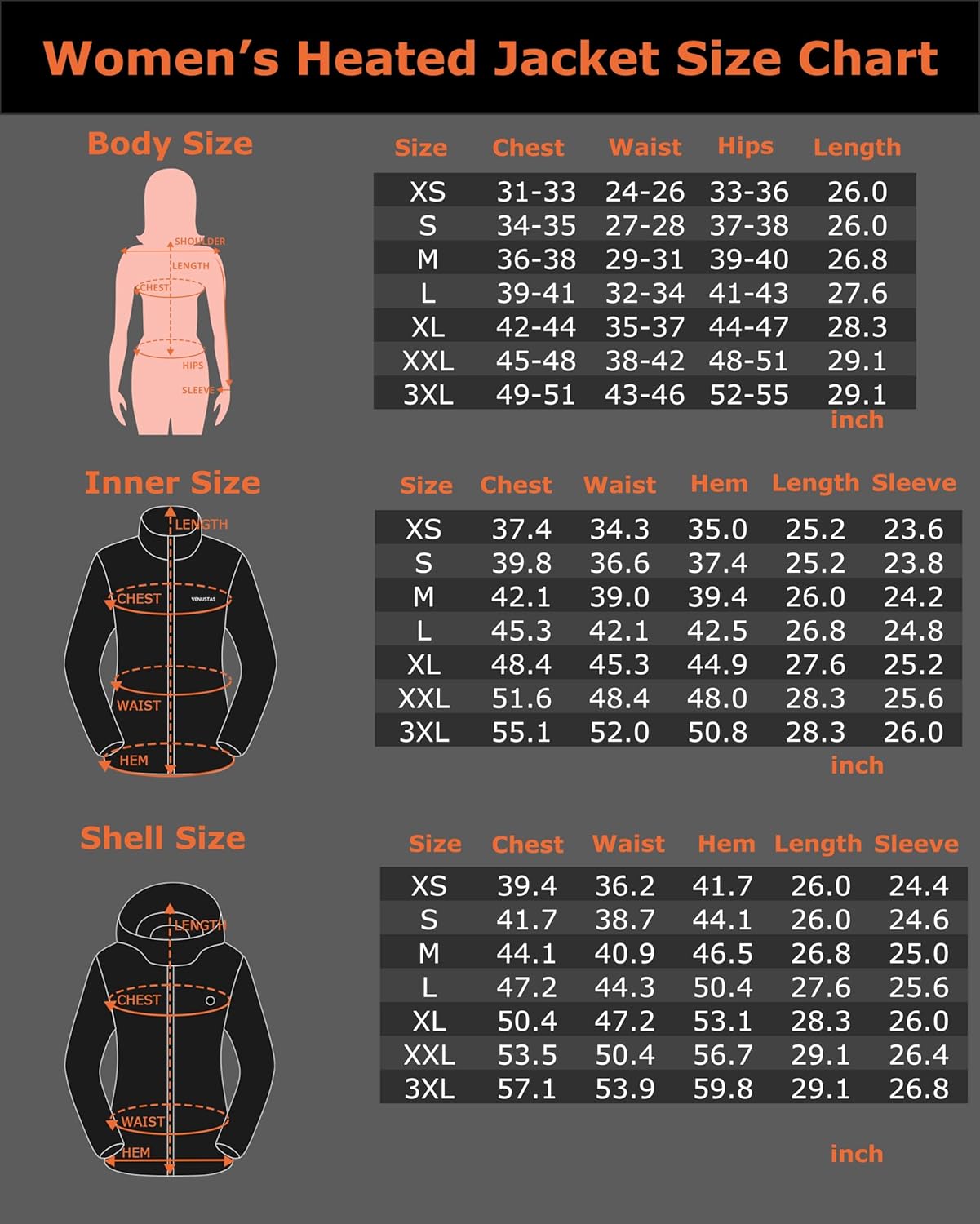 Venustas Women’s 3-in-1 Heated Jacket with Battery, Waterproof Skiing Jacket with Hood