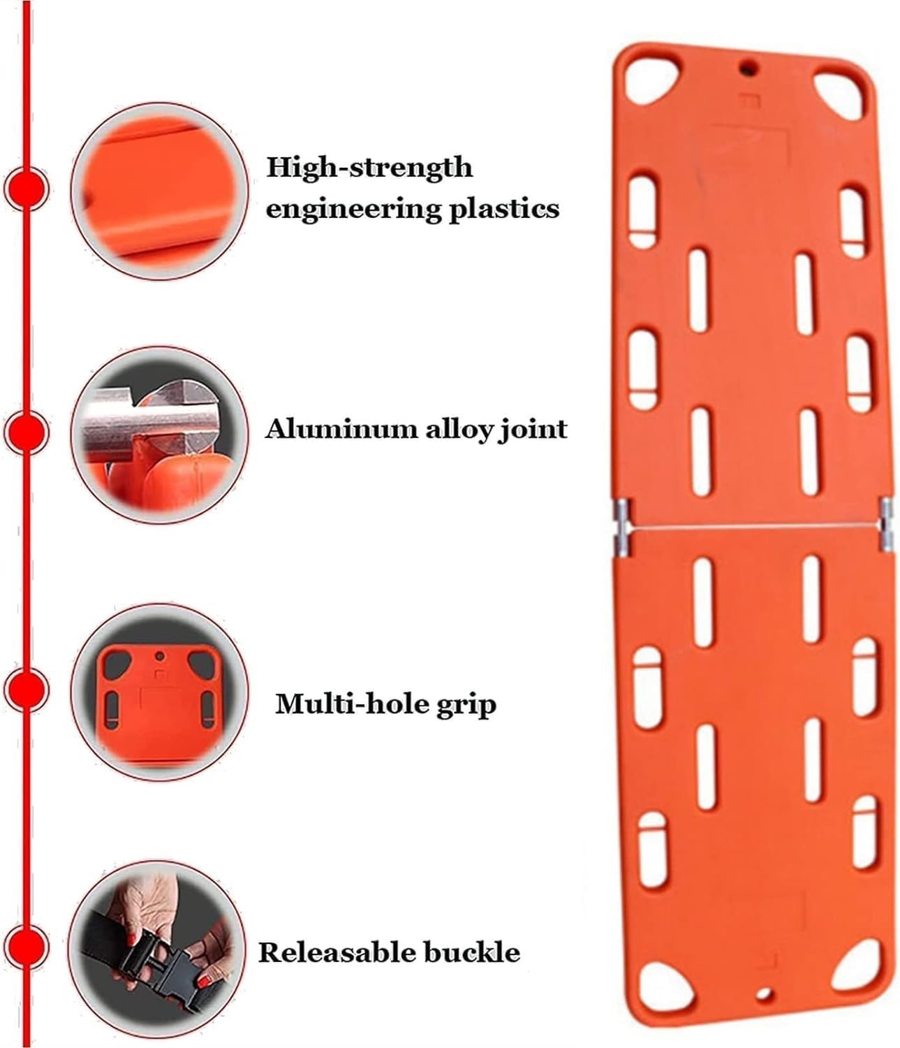 Water Rescue Stretcher Spinal Folded Rescue Stretcher Immobilization Strapping First Responder Backboard with Head Bed and Neck Brace Portable Swimming Pool Life Board Stretcher