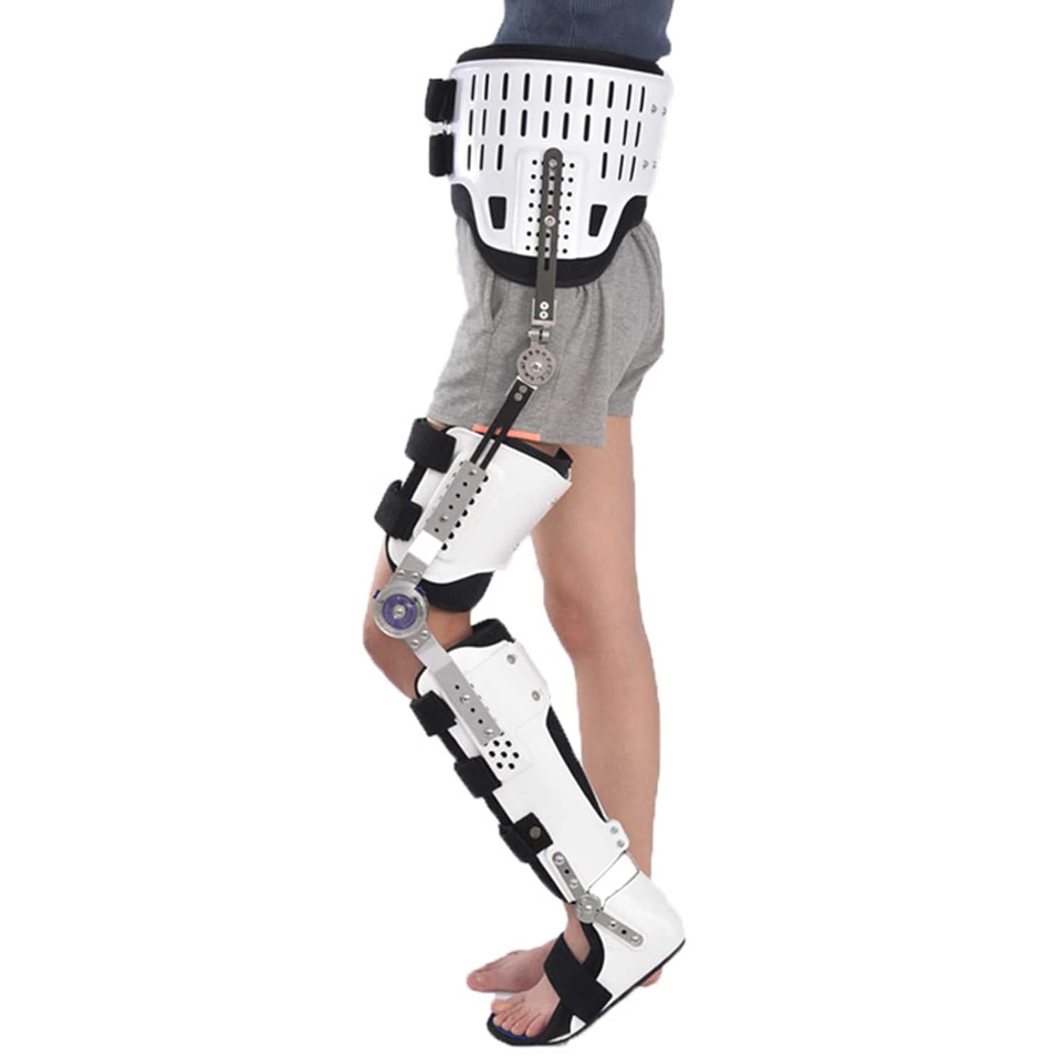 Hinged Knee Brace Hip Knee Ankle Foot Orthosis Leg Fracture, Hip Walking Fixed with Walking Boots Brace Knee Surgery(