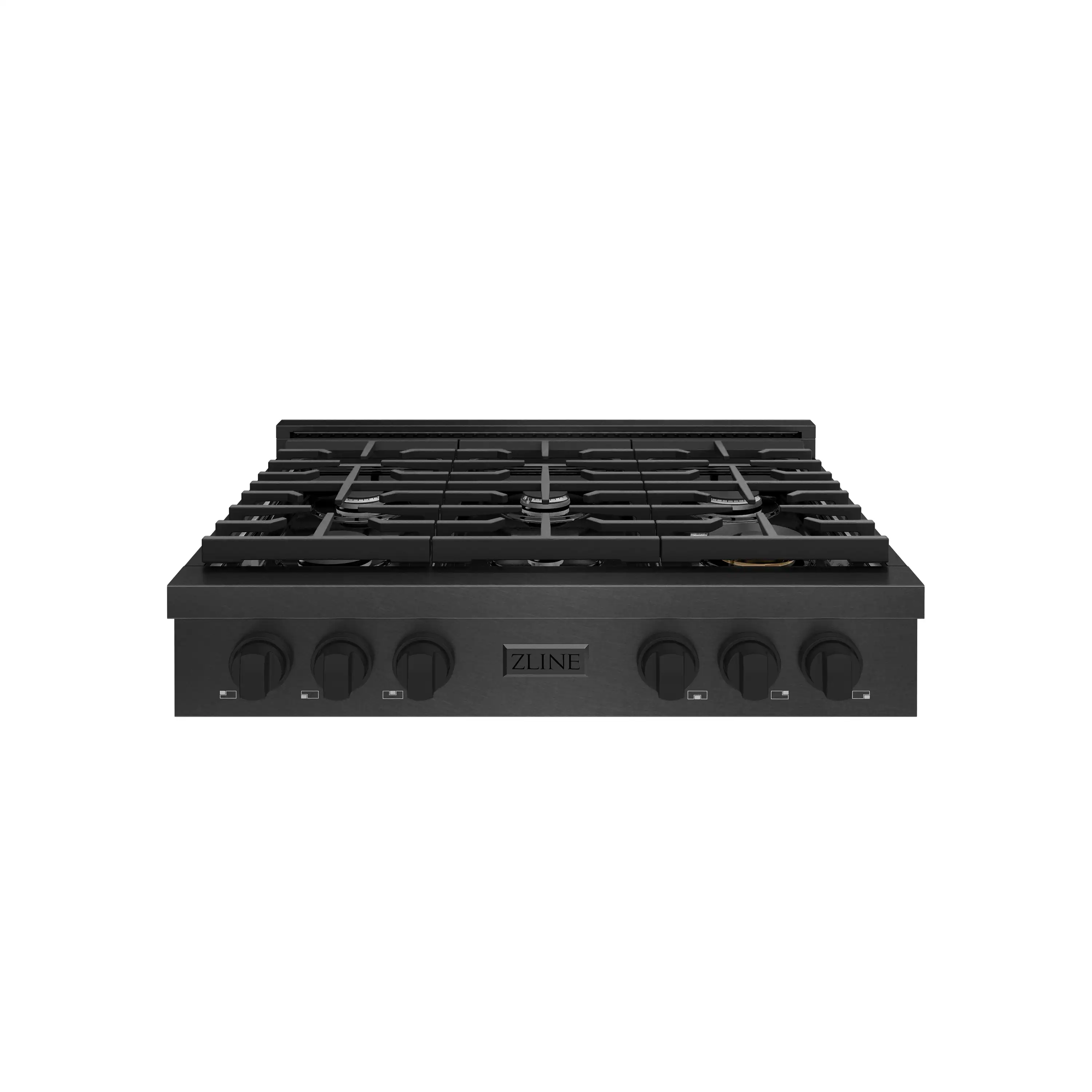 ZLINE 36-Inch Paramount Gas Rangetop with 6 Burners and Porcelain Cooktop in Black Satin Stainless Steel (SRTBS-36)
