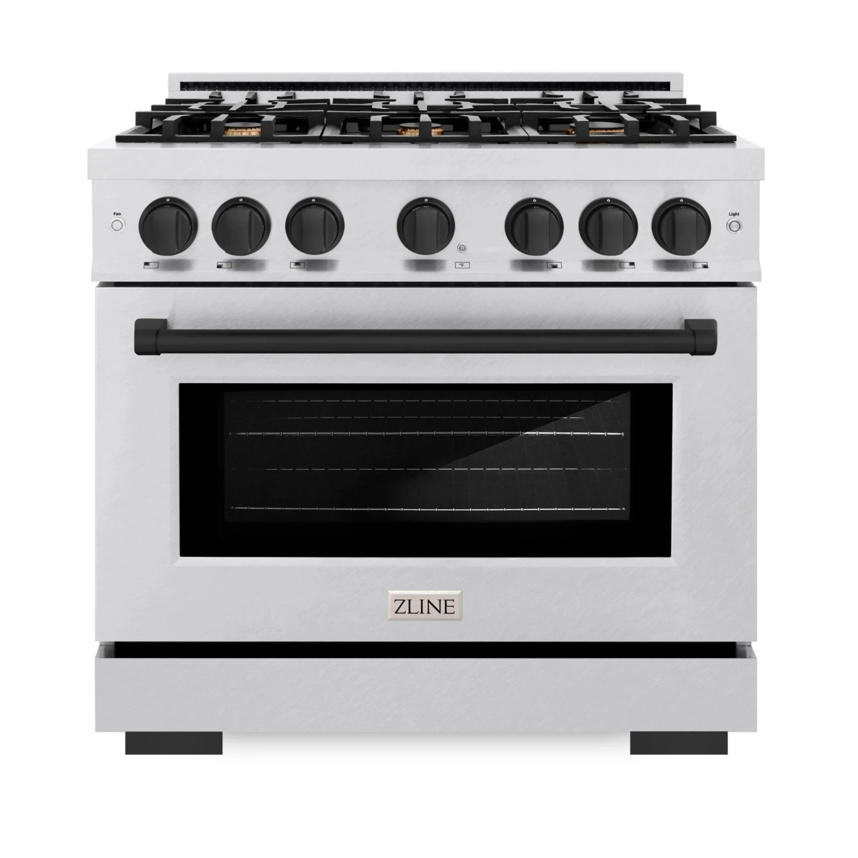 ZLINE Autograph Edition 36-Inch Select Series Dual Fuel Range with 6 Gas Burner Cooktop and 5.2 Cu. Ft. Electric Convection Oven in Satin Stainless Steel with Matte Black Accents (HDRSZ-36-MB)