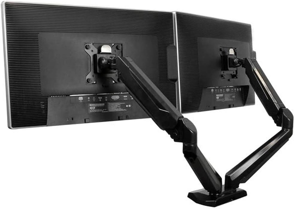 StarTech.com Desk Mount Dual Monitor Arm with USB/Audio, Desk Clamp Ergonomic VESA Mount for up to 32