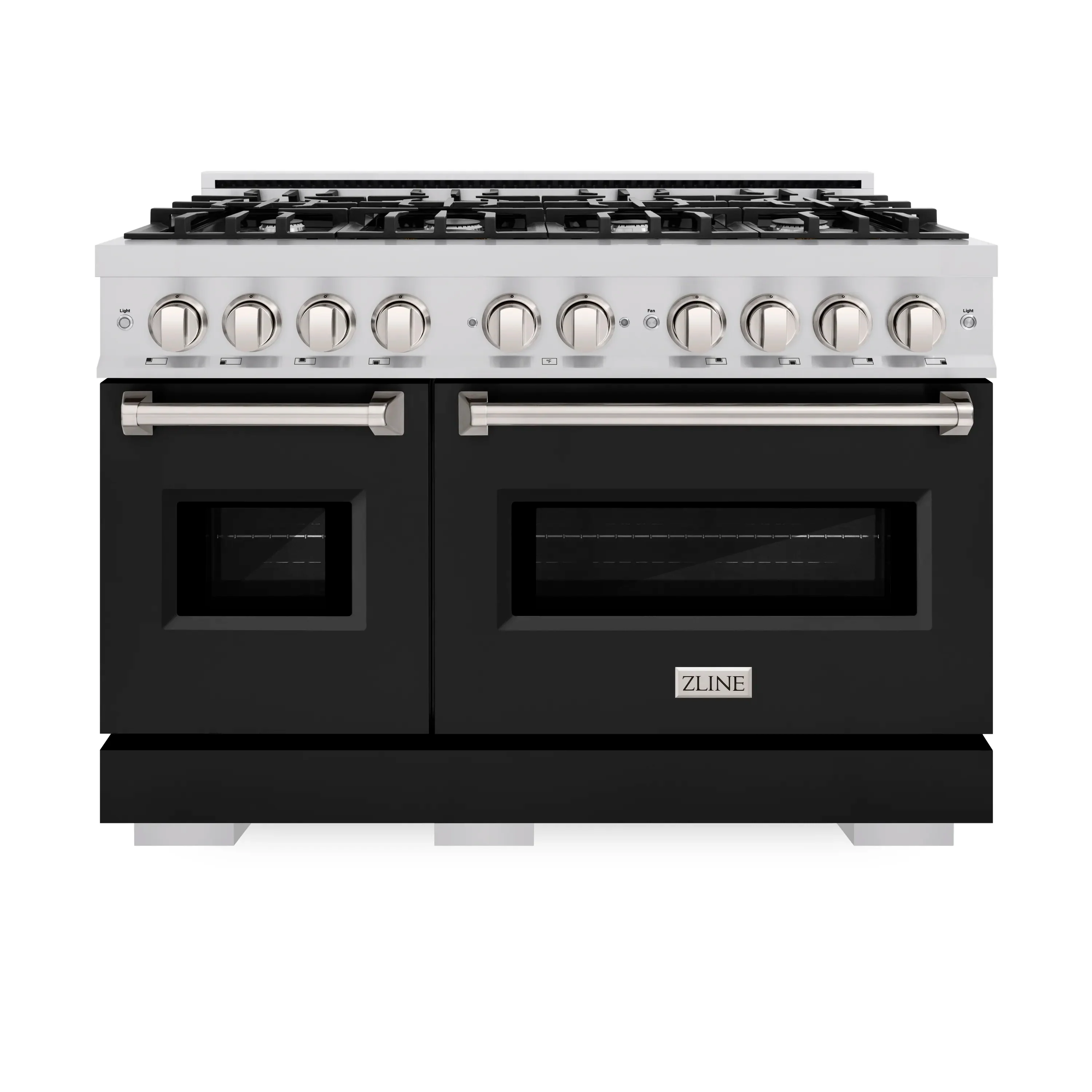ZLINE 48-Inch Classic Series Gas Range with 8 Gas Burner Cooktop and 6.7 Cu. Ft. Gas Convection Oven  in Stainless Steel with Black Matte Doors (CGR-BLM-48)