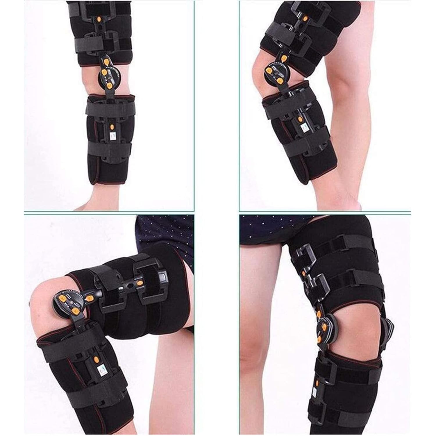 Hinged ROM Knee Brace, Adjustable Post OP Patella Brace Support Stabilizer, Adjustable Full Leg Stabilizer Knee Orthosis Splint