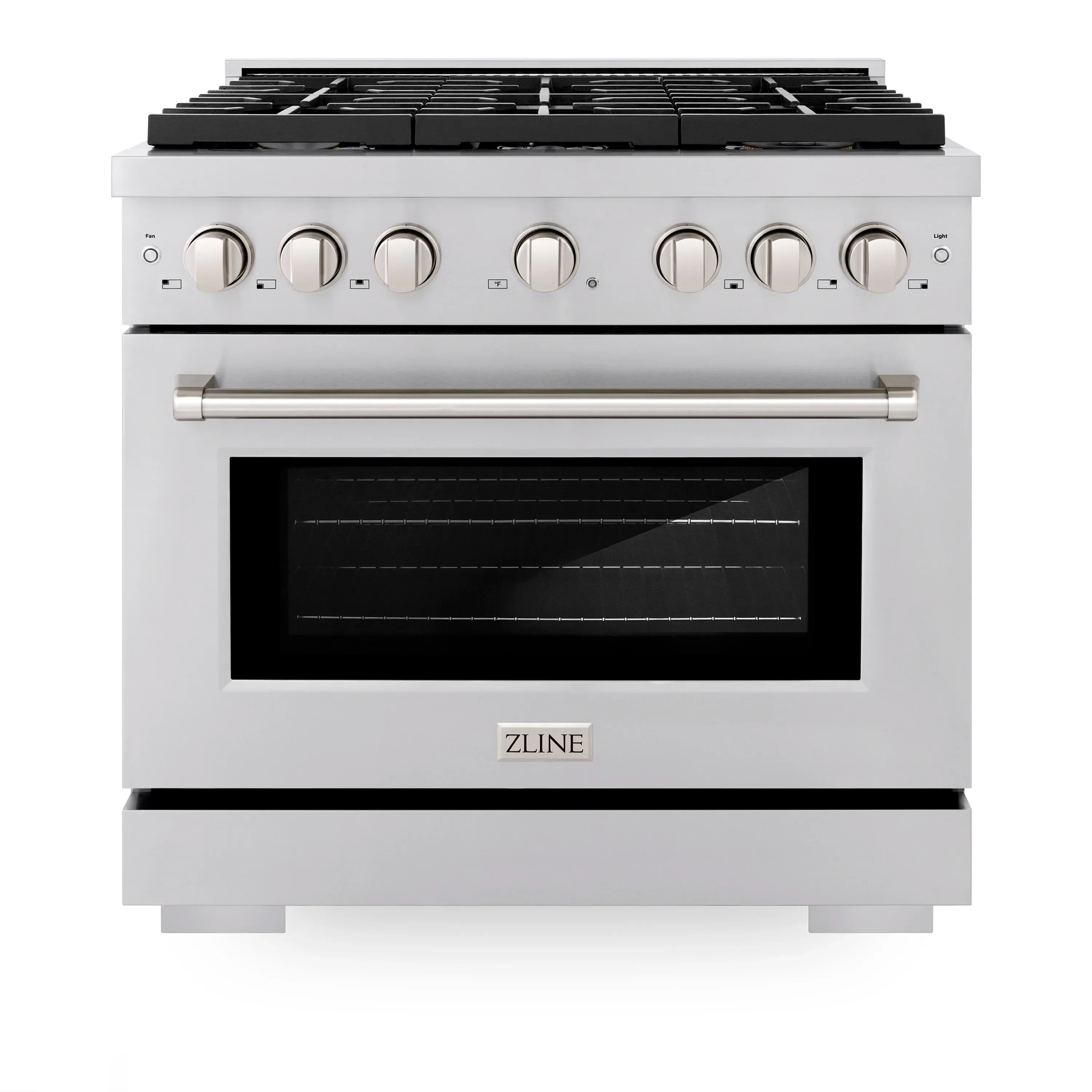 ZLINE 36-Inch 5.2 cu. ft. Paramount Dual Fuel Range with Gas Cooktop and Electric Convection Oven in Stainless Steel with 6 Brass Burners (SDR-BR-36)