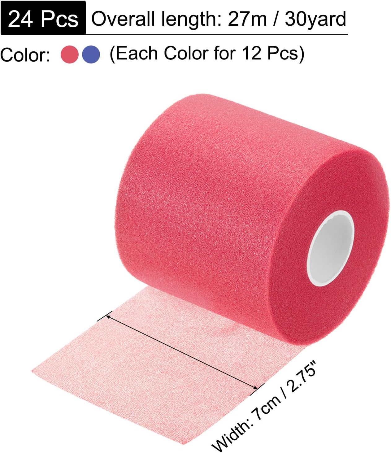 MECCANIXITY 24 Rolls Pre Wrap Athletic Tape 30 Yard x 2.8