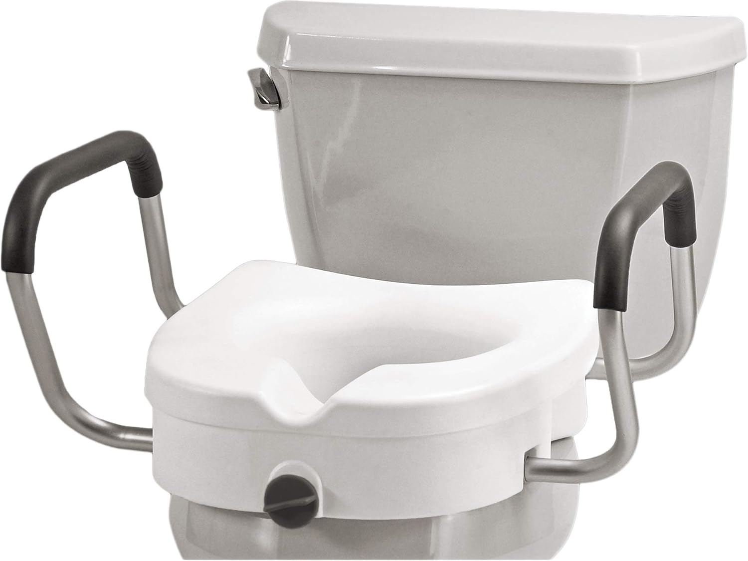 NOVA Medical Products Elevated Raised Toilet Seat with Removable, Adjustable Padded Arms, 20” Width Between Arms, Locking, Easy On and Off for Standard and Elongated Toilets, White, 1 Count