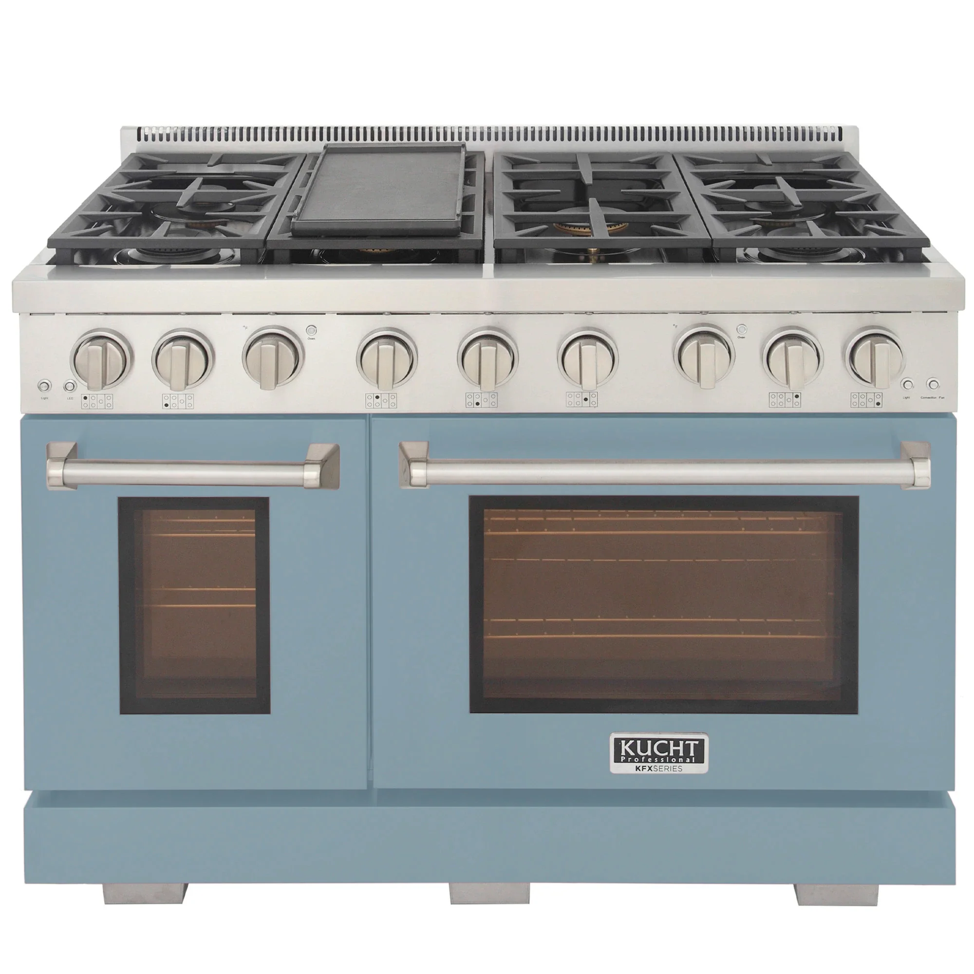 Kucht Professional 48-Inch 6.7 cu. ft. Gas Range in Light Blue with Silver Accents (KFX480-LB)