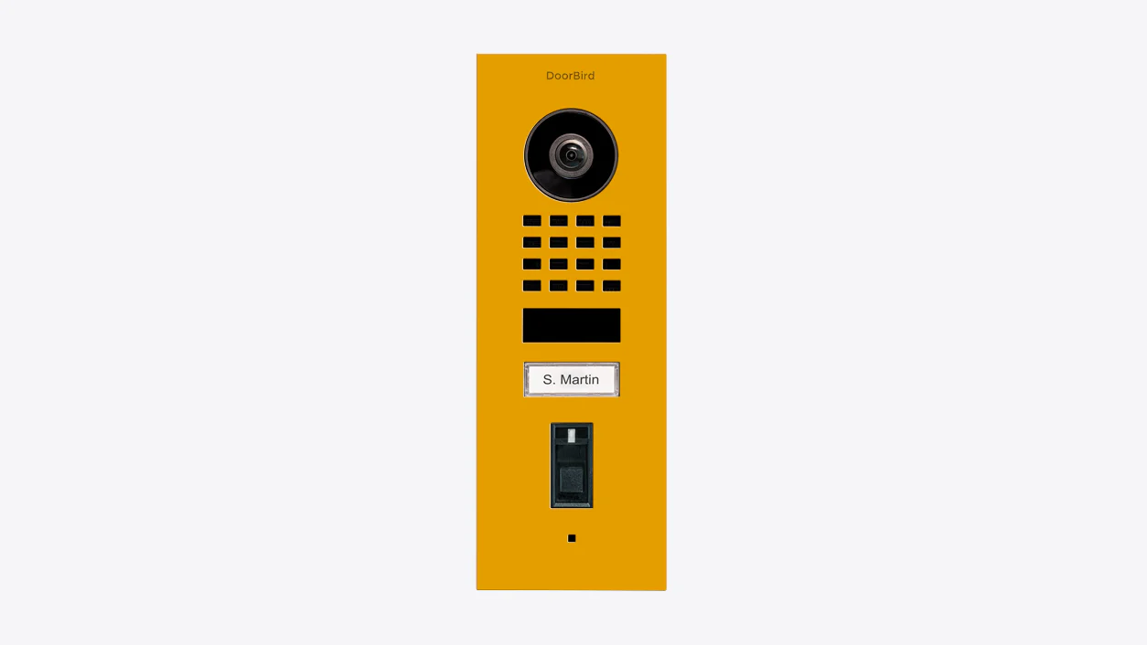 DoorBird D1101FV Fingerprint 50 Flush-Mount IP Video Door Station in Golden Yellow, RAL 1004