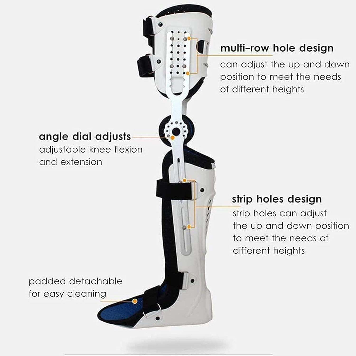 Adjustable Hip Joint Fixation Bracket, Hinged ROM Knee Foot Support Brace, Adjustable Post Op Knee Support Orthosis Immobilizer Protector, Full Leg Stabilizer Knee Orthosis Splint, Foot and Orthot