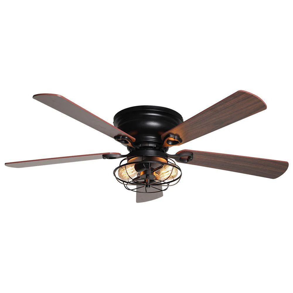 Parrot Uncle 48-Inch Ummuhan Industrial Flush Mount Ceiling Fan with Lighting