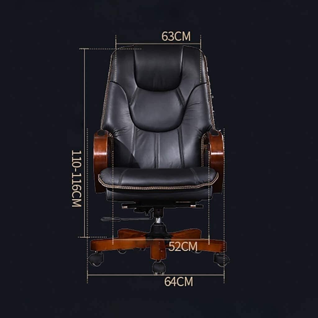 Executive Swivel Adjustable Swivel Office Desk Chair with Armrests Lumbar Support Desk Ergonomic Chair Leather President Chair Computer Chair Multifunction (Black)