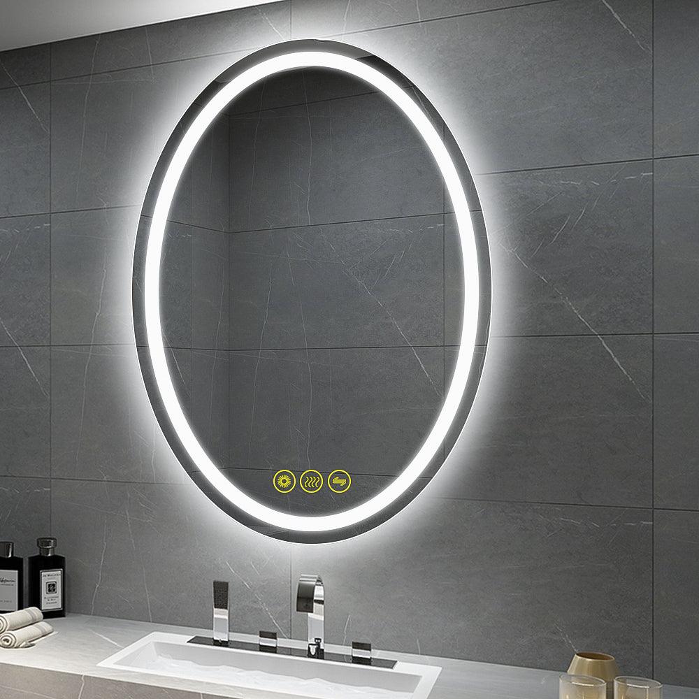 Parrot Uncle SmartReflex Oval LED Mirror Backlit 3000K-6400K Frameless Anti-Fog Dimmable Bathroom/Vanity Mirror