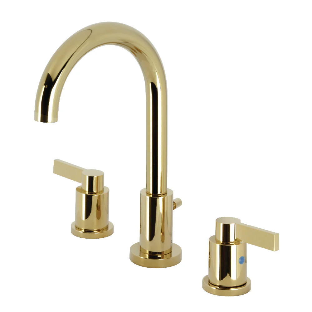 Kingston Brass NuvoFusion Widespread Bathroom Faucet with Brass Pop-Up, Polished Brass (FSC8922NDL)