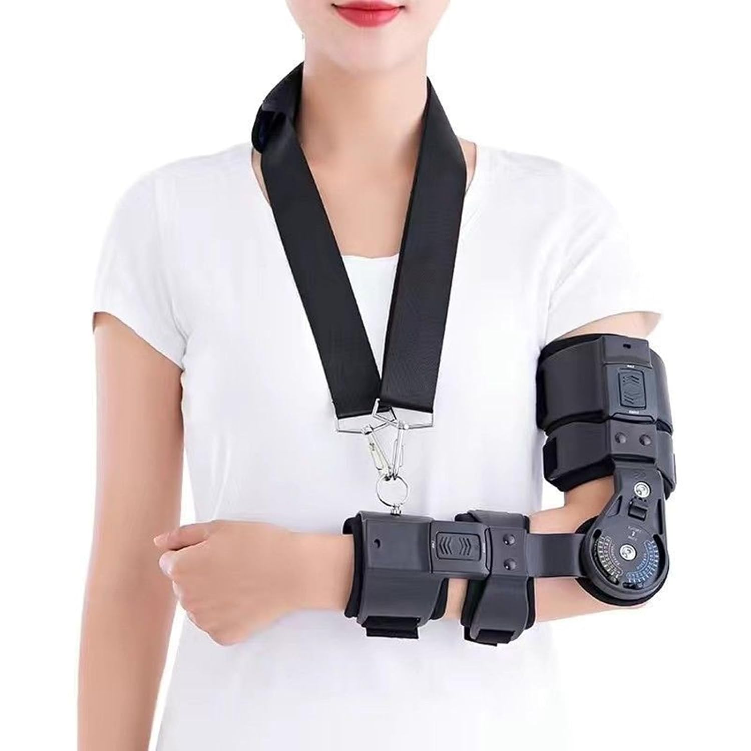 SFKLYU Range of Motion Post Operative Elbow Brace for Adult Adjustable Straps Arm Cast Elbow Stabilizer Adjustment Hinged Elbow Brace Strap Brace Rehabilitation,Left