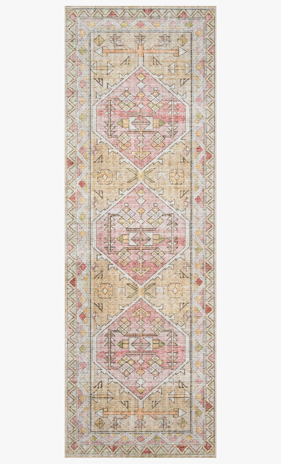Loloi II Skye Collection - Traditional Power Loomed Rug in Gold & Blush (SKY-04)