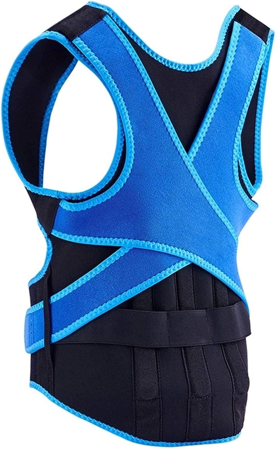 Back Waist Posture Corrector Adjustable Adult Correction Belt Waist Trainer Shoulder Lumbar Brace Spine Support Belt Vest,Blue-L,Black-S