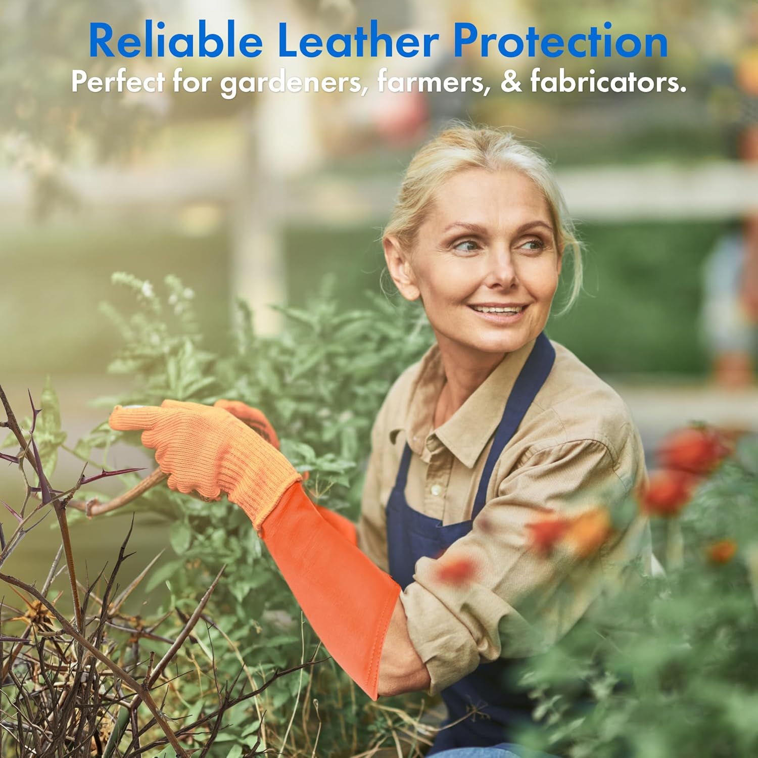 Arm Chaps Extended Elbow Leather Arm Guard - Arm Sleeve Protectors for Thin Skin and Bruising, Scratches & Cuts - Protective Arm Sleeve for Any Age- Left & Right Form-Fitting - Orange(1Pair/Large).