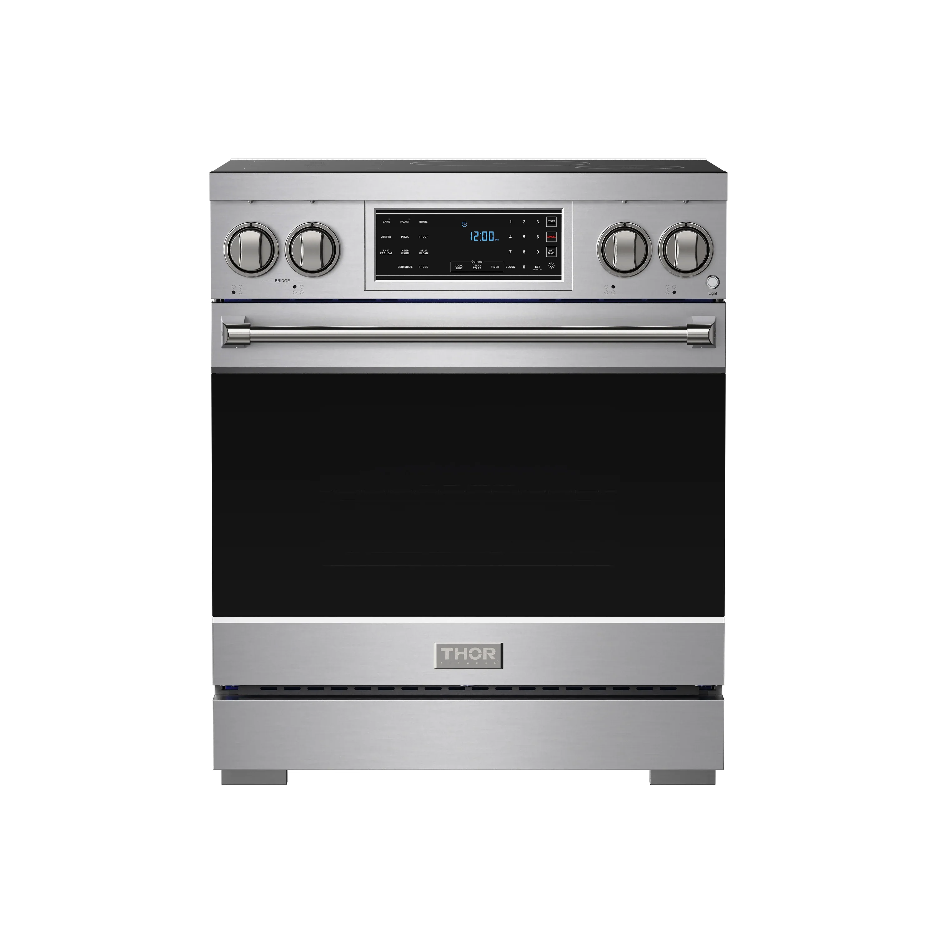 Gordon Ramsay by Thor Kitchen 30-inch PRO Style Smooth Glass Top Induction Range and 4.55 Cu. Ft. Oven with Air Fryer and Self Clean in Stainless Steel (RSI30)