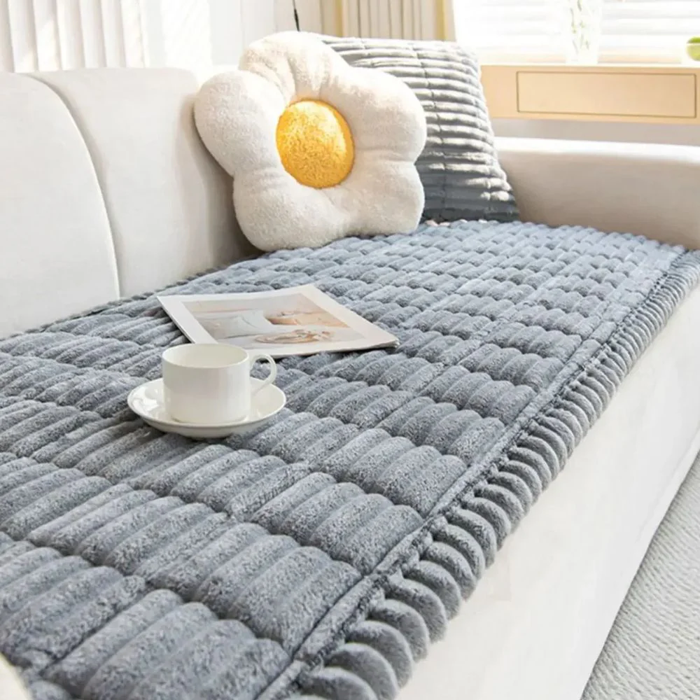 Plush Non-Slip Sofa Couch Slipcover Full Protective Cover