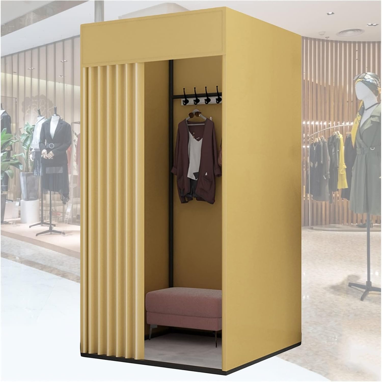 Clothing Store Fitting Room Curtains Privacy Screen with Grommets Mobile Track Storage Cabinet Room for Office Clothing Store Dormitory 3 Sizes(85x85x200cm)