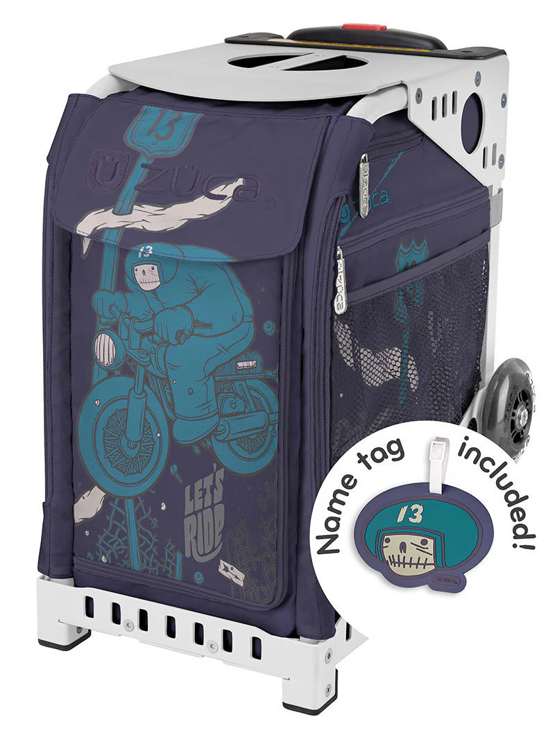 Zuca Lets Ride Sport Insert Bag, White Frame with Flashing Wheels