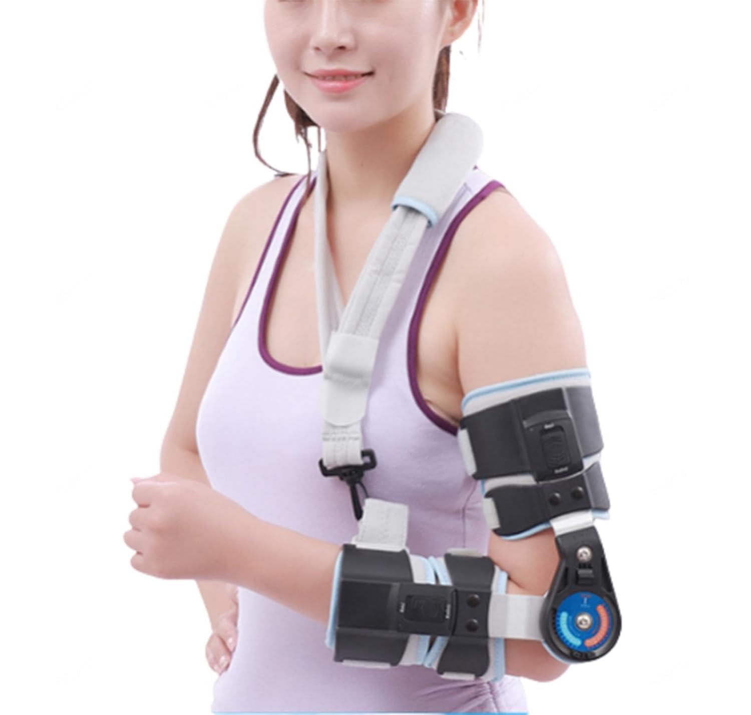 Hinged Elbow Brace ROM Support,Adjustable Elbow Splint Immobilizer, Stabilizer Splint Arm Injury Recovery Support,Shoulder Sling Stabilizer,Recovery Support After Surgery(