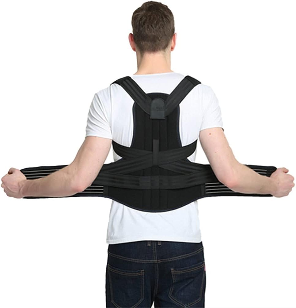 Posture Corrector for Men and Women， Back Brace， Double Compression Belt Adjustable Waist Support Belt Provides Pain Relief for Neck， Back， Shoulders，5XL