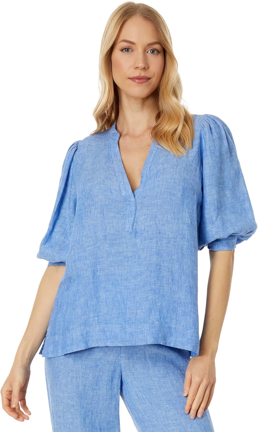 Lilly Pulitzer Mialeigh Elbow Sleeve Linen Beckon Blue/Sea Salt Blue 14
