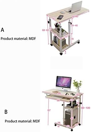 Mobile Overbed Table with Wheels, Adjustable Bedside Table for Hospital & Home Use, Manual Lifting Desk Ideal for Laptops & Keyboards, Portable & Versatile Design