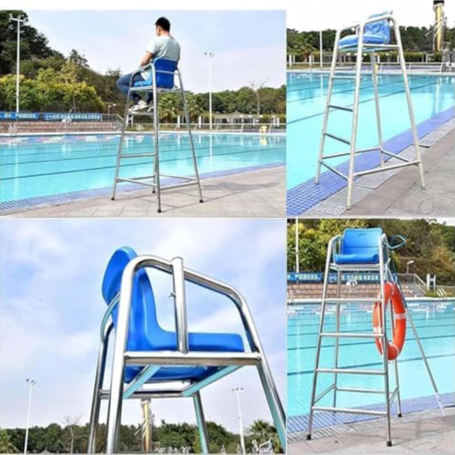 Commercial - Durable Swimming Pool Beach Lifesaving Equipment, Adjustable Height 201-1.2M, Ideal for Indoor/Outdoor Use, Sturdy Barstool for Poolside Safety