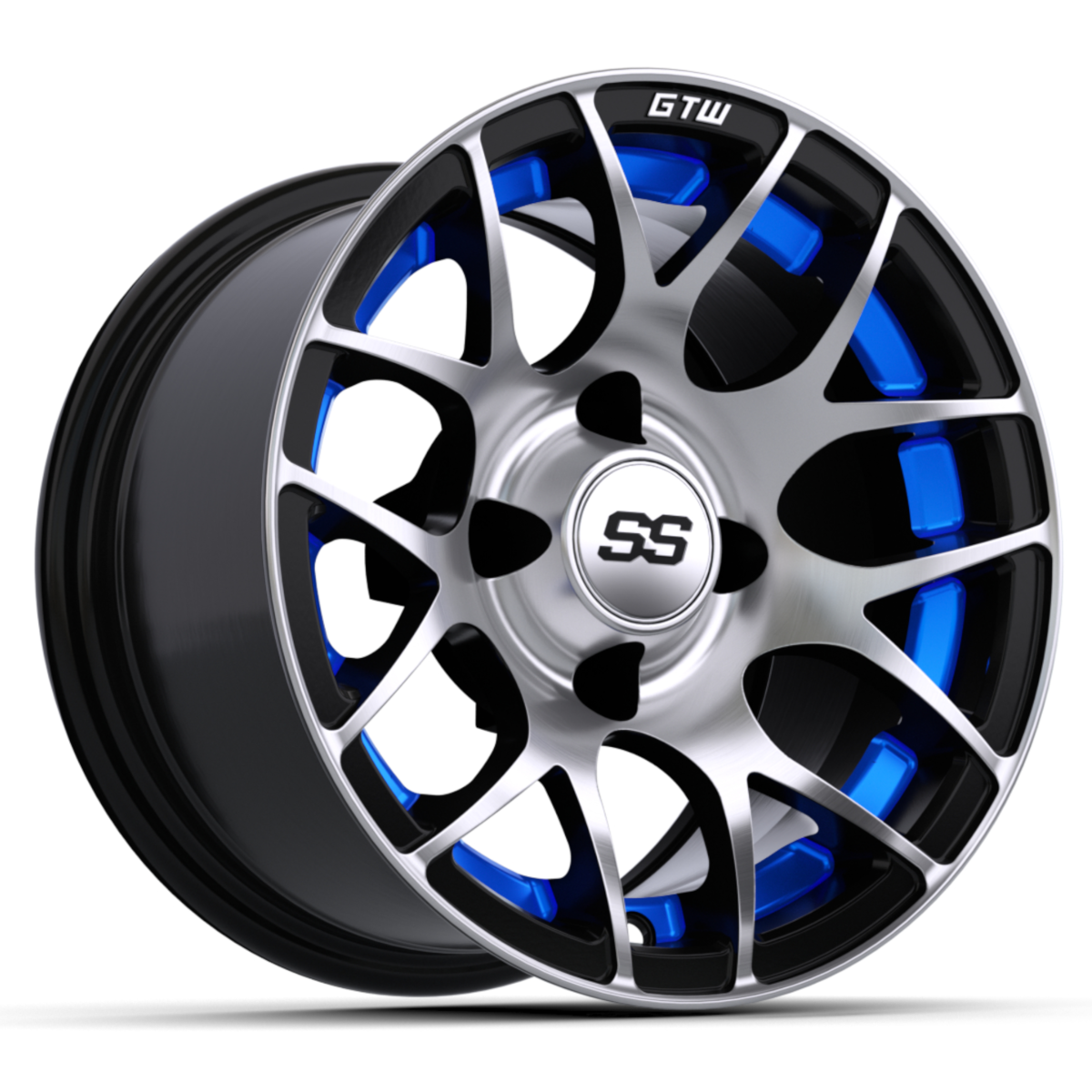 12×7 GTW® Machined/Blue Pursuit Wheel