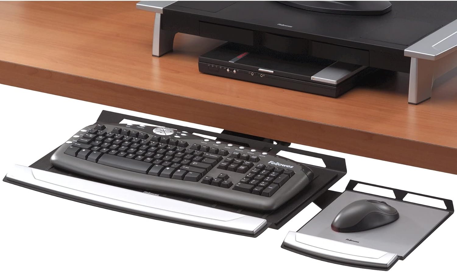 Fellowes Office Suites Adjustable Keyboard Tray (8031301),Black/Silver, 2