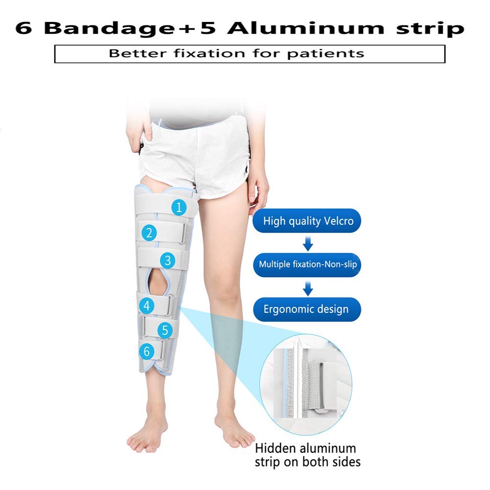 ZR98US Brace Knee Fixing Splint Postoperative Fixer Ligament/Immobilization Support Before and After Operation, to Fit Your Leg Size (Black1 XL)