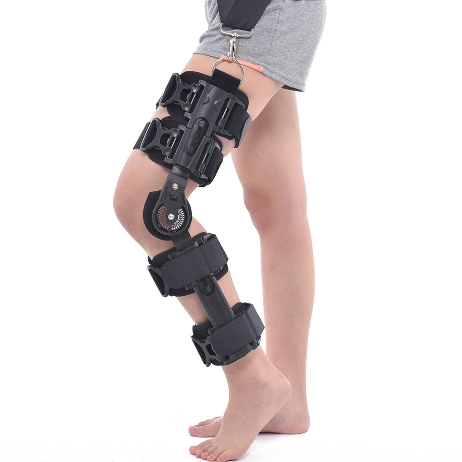 Hinged Knee Brace Adjustable Post Op Knee Support Orthosis Immobilizer Protector for Left Leg and Right Leg, Both Men and Women - Leg Brace Support(
