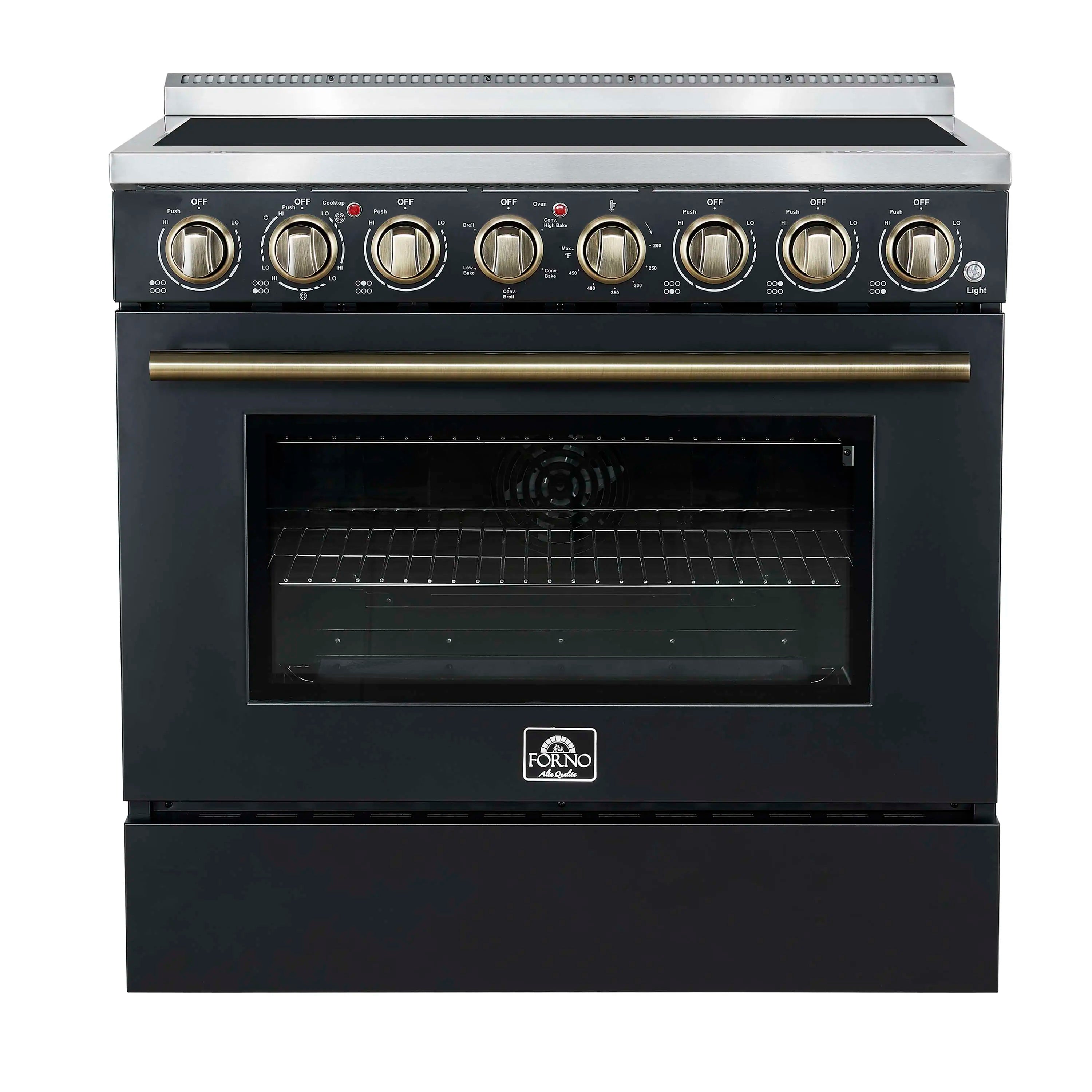 Forno Paolo 36-Inch Freestanding Electric Range with 5.44 Cu.Ft True Convection Oven in Black (FFSEL6011-36BLK)