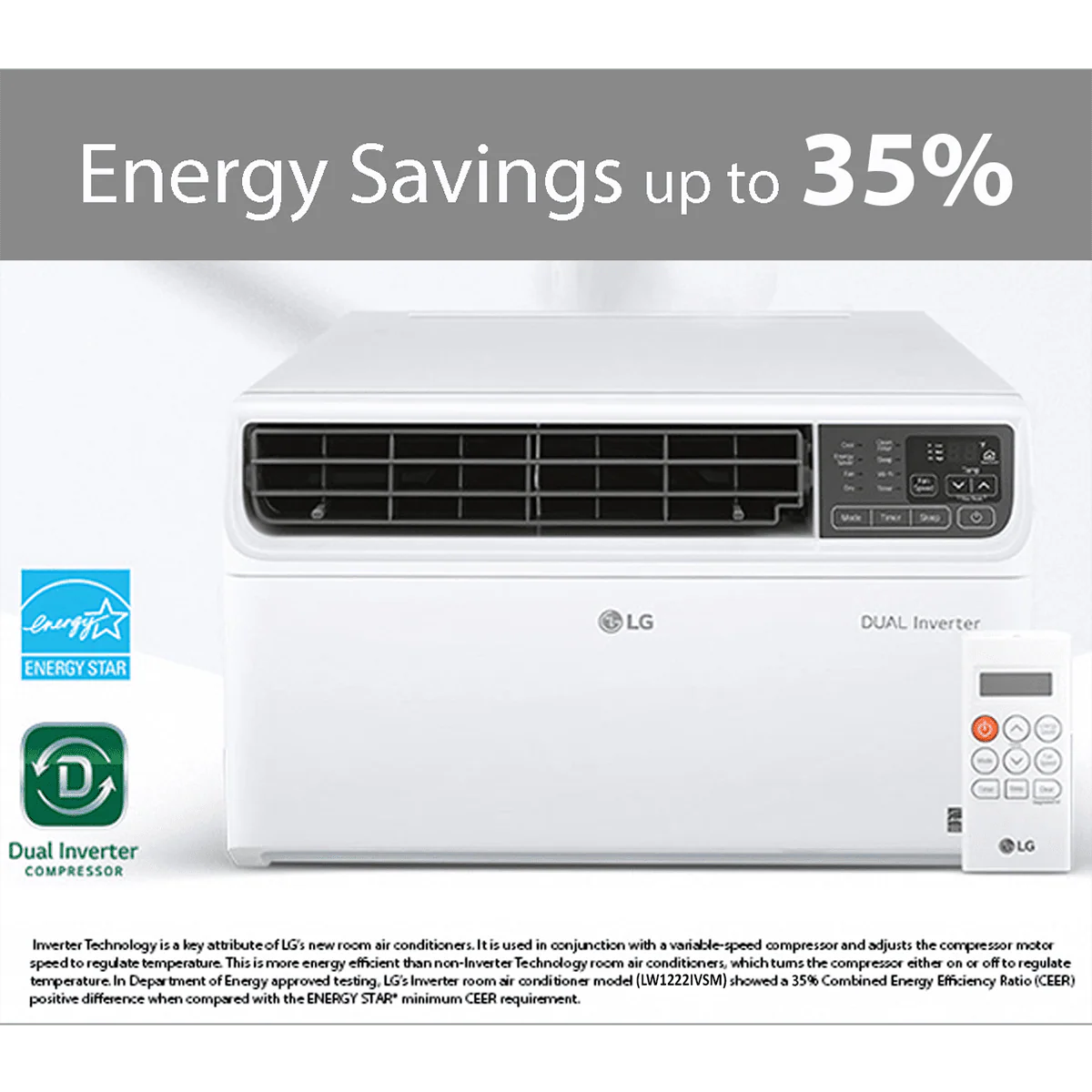 LG 8,000 BTU Dual Inverter Smart Wi-Fi Window Air Conditioner