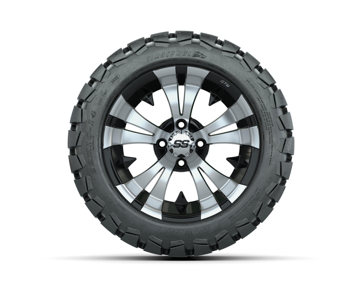 14” GTW Vampire Black and Machined Wheels with 22” Timberwolf Mud Tires – Set of 4