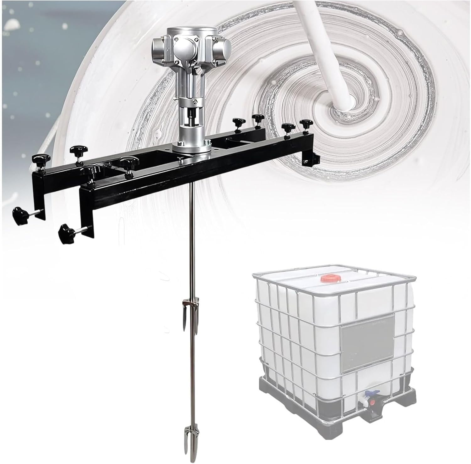 1 Ton IBC Air Agitator, 1/2HP, 3/4PHP, 1HP Pneumatic Paint Shaker Mixer, 265 Gallon Paint Stirring Machine, with Support Hanger, Folding Propeller, for Paints, Glues and Coatings